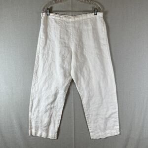 Bryn Walker Womens Size L 100% Linen Wide Leg Cropped Casual Comfy Pull On Pants